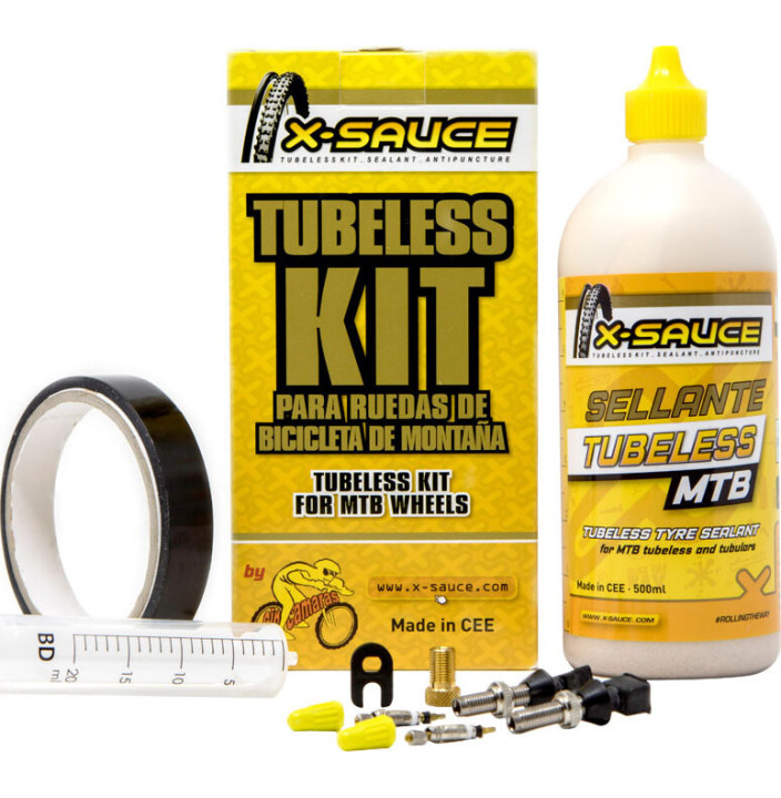 X-SAUCE KIT TUBELESS MTB VALVULA FINA - CINTA NEGRA 30mm