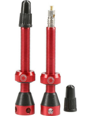 TUBELESS ALUM VALVE. 50MM BLUE SIDE HOLES (PAIR)