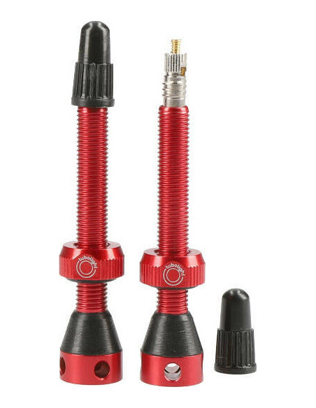 TUBELESS ALUM VALVE. 50MM BLUE SIDE HOLES (PAIR)