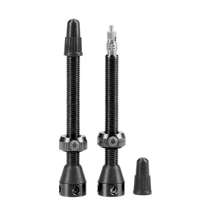 TUBELESS ALUM VALVE. 50MM BLUE SIDE HOLES (PAIR)