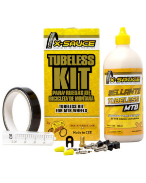 X-SAUCE KIT TUBELESS MTB VALVULA FINA - CINTA NEGRA 27mm