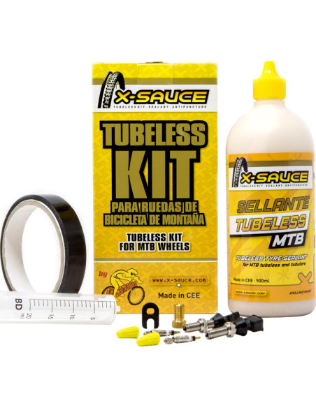 X-SAUCE KIT TUBELESS MTB VALVULA FINA - CINTA NEGRA 27mm
