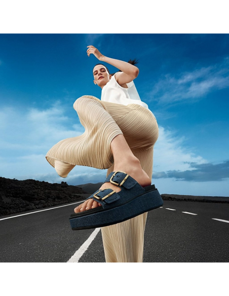 GEN-FF MAX BUCKLE TWO-BAR DENIM SLIDES