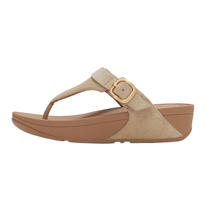 LULU BUCKLE SUEDE TOE-POST SANDALS