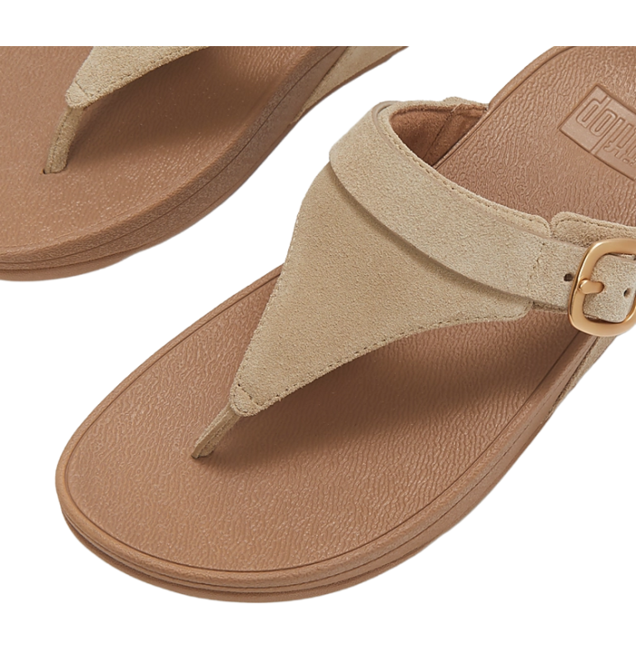 LULU BUCKLE SUEDE TOE-POST SANDALS