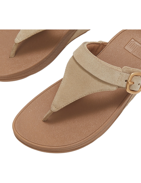 LULU BUCKLE SUEDE TOE-POST SANDALS