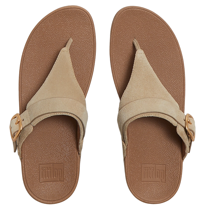 LULU BUCKLE SUEDE TOE-POST SANDALS
