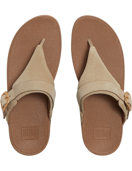 LULU BUCKLE SUEDE TOE-POST SANDALS