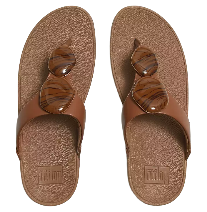 LULU MARBLED-STONE TOE-POST SANDALS