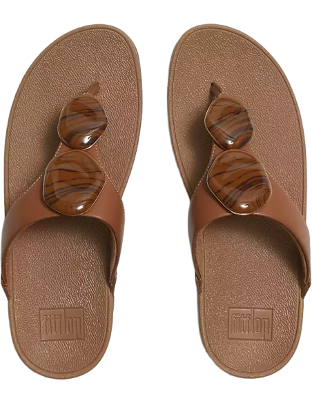 LULU MARBLED-STONE TOE-POST SANDALS