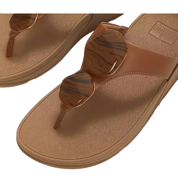 LULU MARBLED-STONE TOE-POST SANDALS