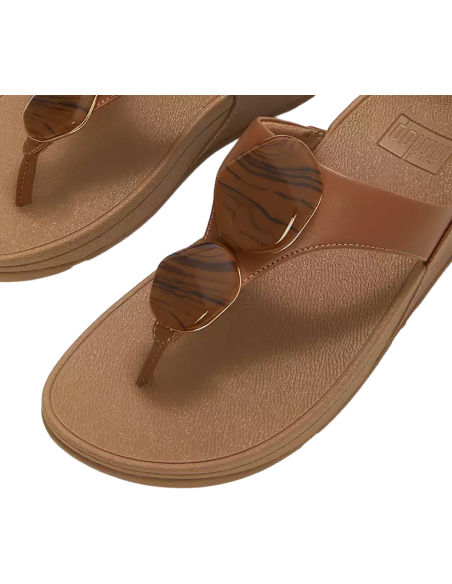 LULU MARBLED-STONE TOE-POST SANDALS