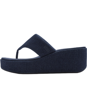 PLATFORMS DENIM WEDGE TOE-POST SANDALS