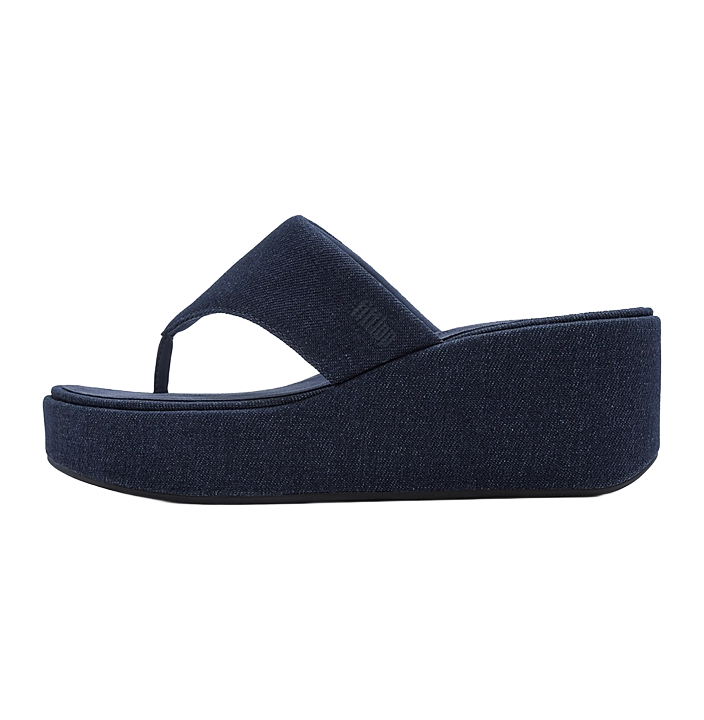 PLATFORMS DENIM WEDGE TOE-POST SANDALS