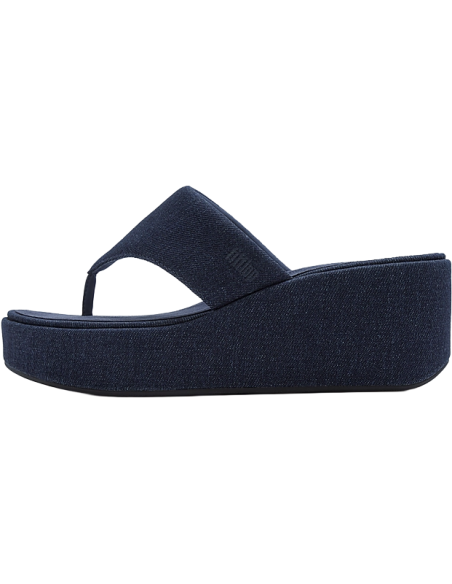 PLATFORMS DENIM WEDGE TOE-POST SANDALS