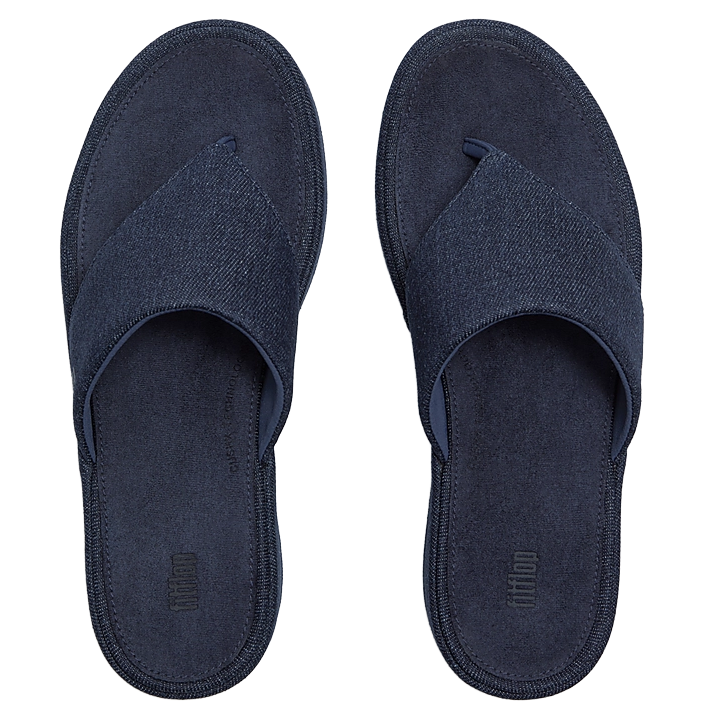 PLATFORMS DENIM WEDGE TOE-POST SANDALS