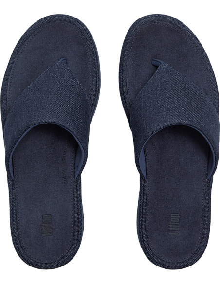 PLATFORMS DENIM WEDGE TOE-POST SANDALS