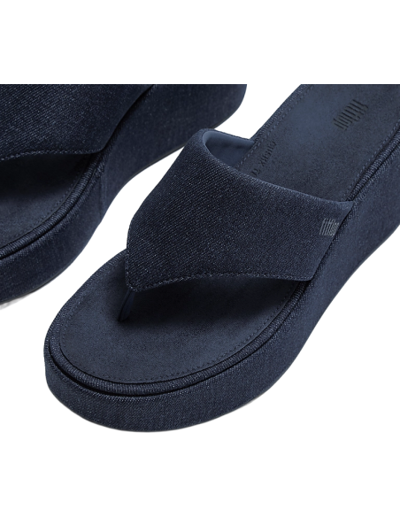 PLATFORMS DENIM WEDGE TOE-POST SANDALS