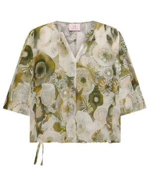 ALLOVER COTTON MUSLIN BLOUSE