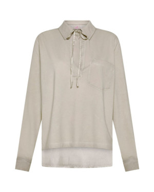 FADE EFFECT SATIN BACK POLO SWEATSHIRT