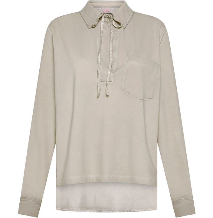 FADE EFFECT SATIN BACK POLO SWEATSHIRT