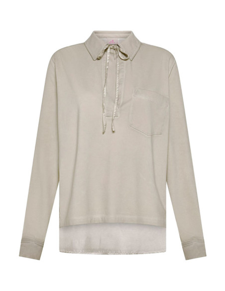 FADE EFFECT SATIN BACK POLO SWEATSHIRT