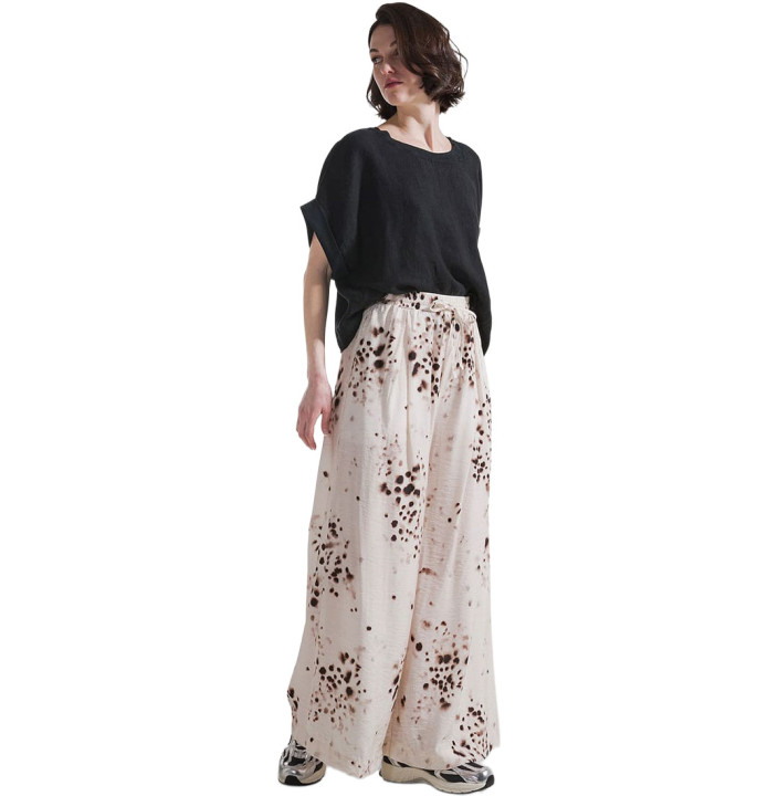 ALLOVER CRINKLED VISCOSE WIDE PANTS