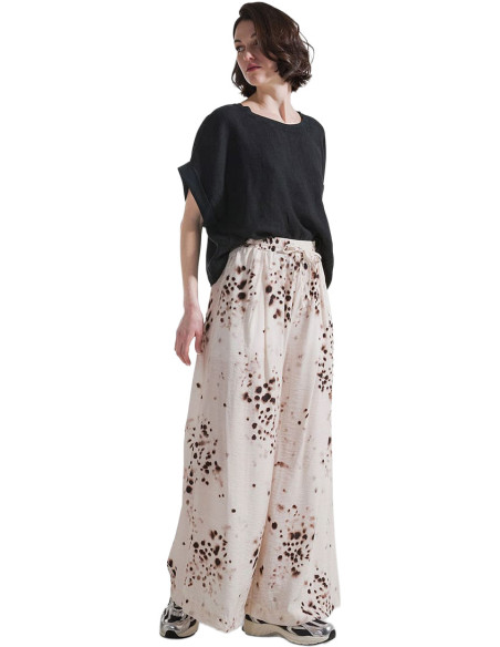 ALLOVER CRINKLED VISCOSE WIDE PANTS