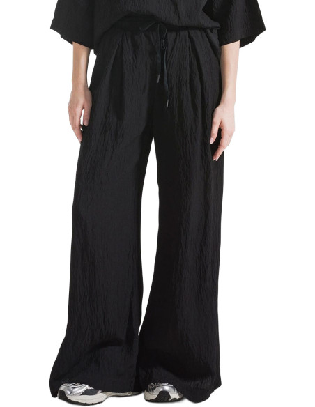 CRINKLED VISCOSE WIDE-PANTS