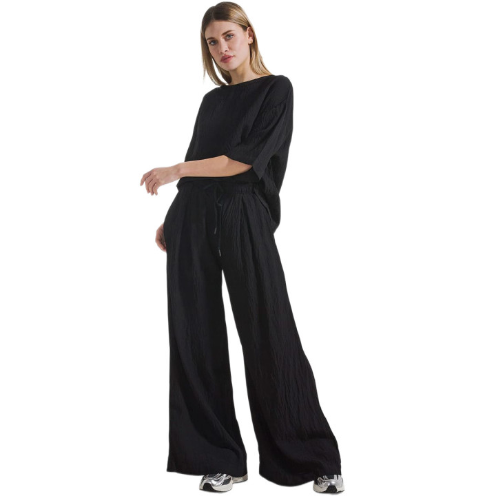 CRINKLED VISCOSE WIDE-PANTS