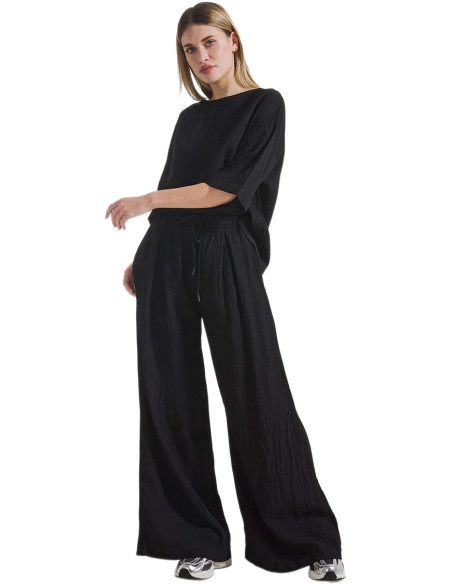 CRINKLED VISCOSE WIDE-PANTS