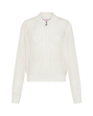 MESH-EFFECT FULL-ZIP SWEATER