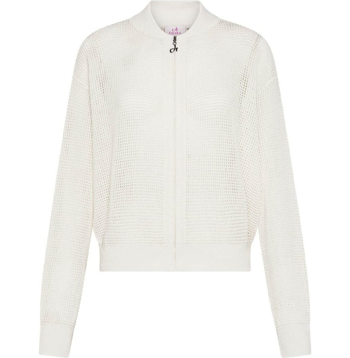 MESH-EFFECT FULL-ZIP SWEATER