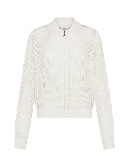 MESH-EFFECT FULL-ZIP SWEATER