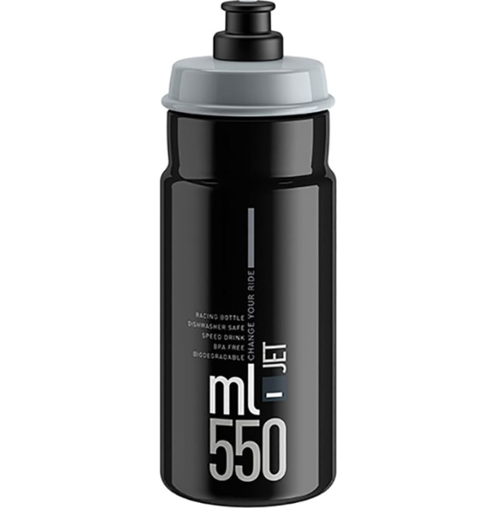 BIDON ELITE JET NEGRO LOGO GRIS 550 ML